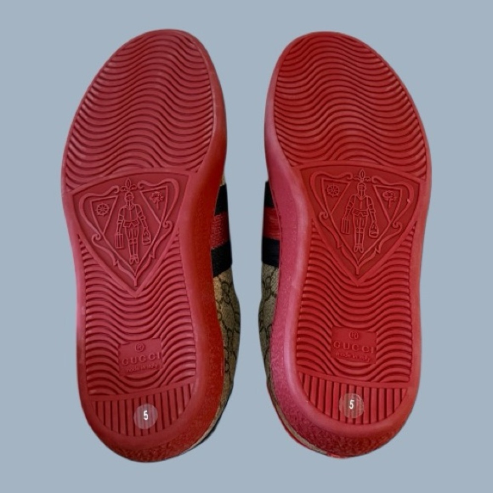 Gucci Beige and Red Patterned Sneakers - Picture 5 of 6